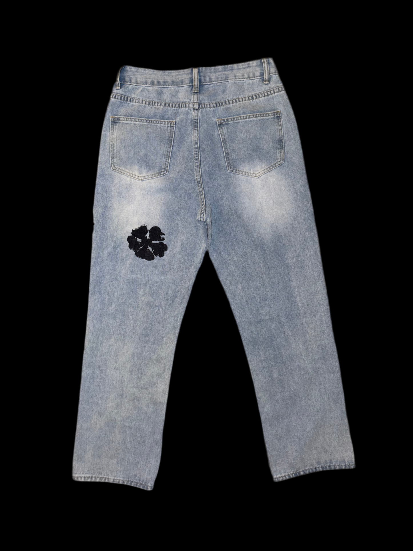 Embroidered Clover jeans