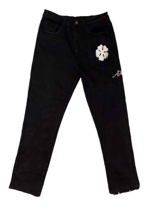 Embroidered Clover jeans