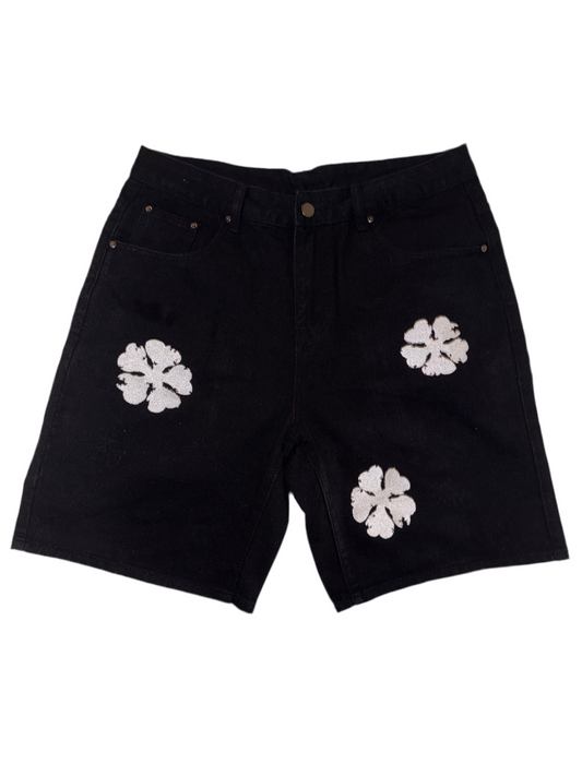 Embroidered Clover jorts