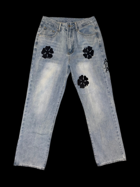 Embroidered Clover jeans